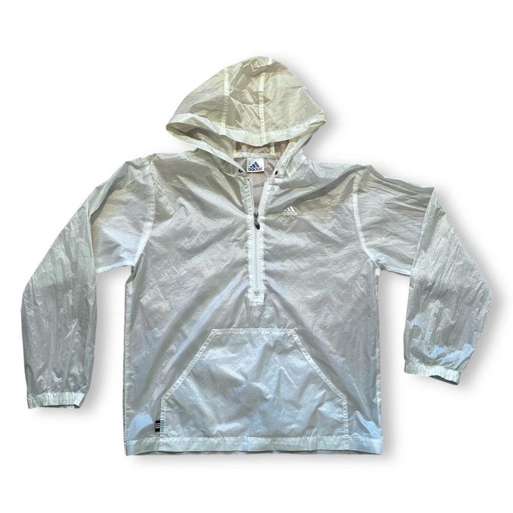Vintage Y2K adidas Windbreaker White Jacket Hooded Halfzip